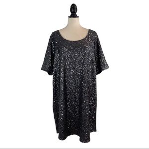 Torrid Sequin Dress Charcoal Gray Keyhole Back, Size 3/3X